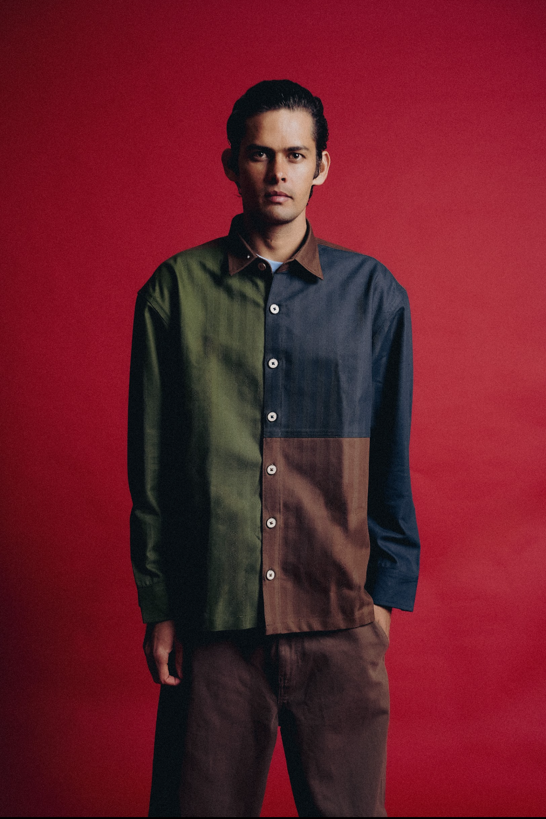 BACKLINE COLOURBLOCK EMBROIDERED SHACKET
