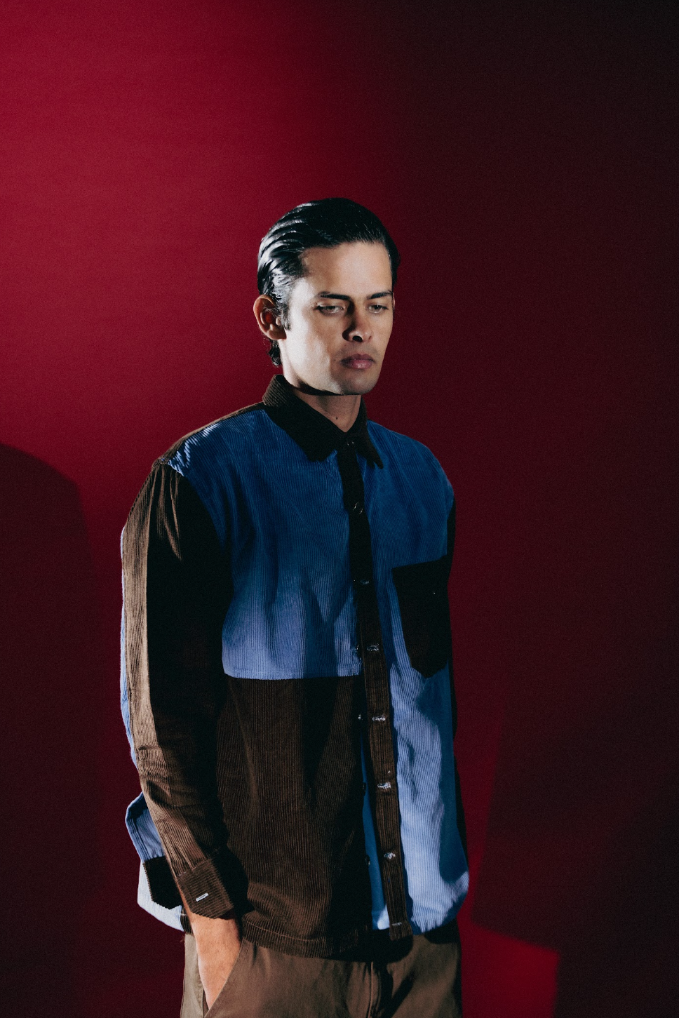 BLOCK-FORM LIGHTWEIGHT SPRING CORDUROY SHACKET