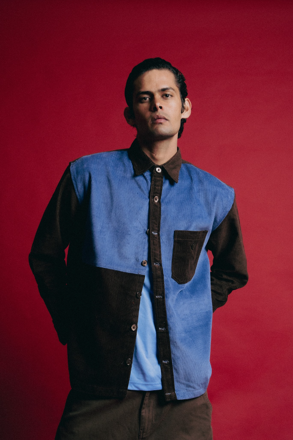 BLOCK-FORM LIGHTWEIGHT SPRING CORDUROY SHACKET