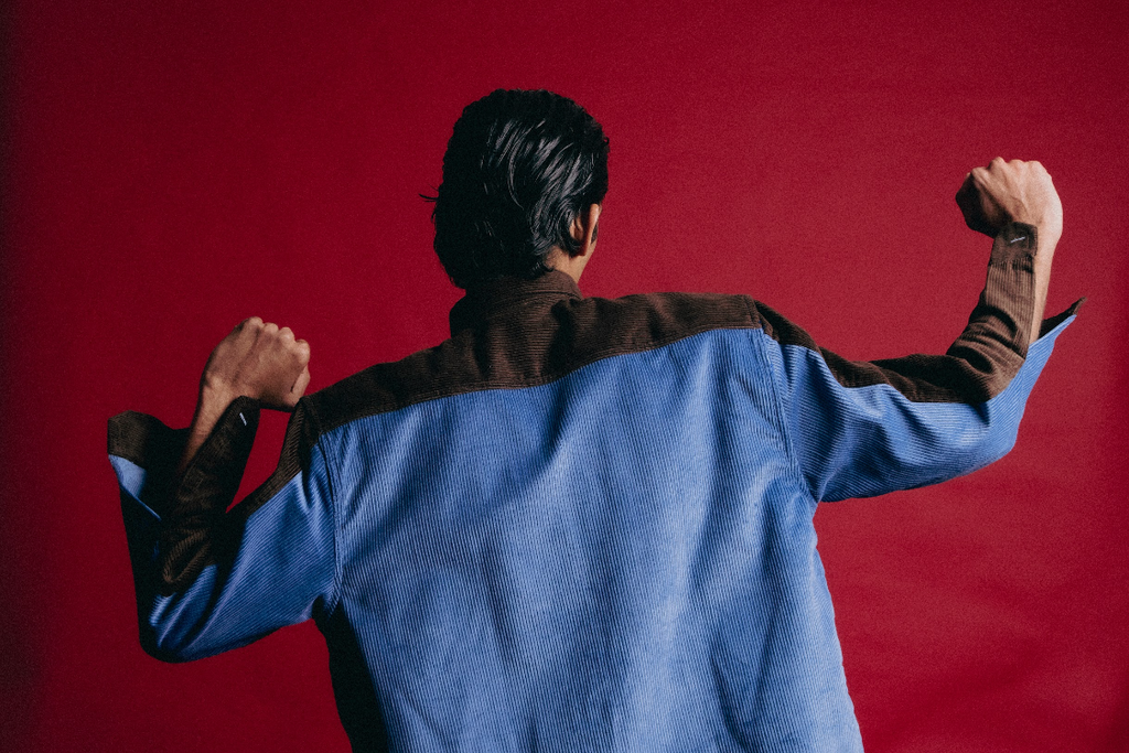 BLOCK-FORM LIGHTWEIGHT SPRING CORDUROY SHACKET